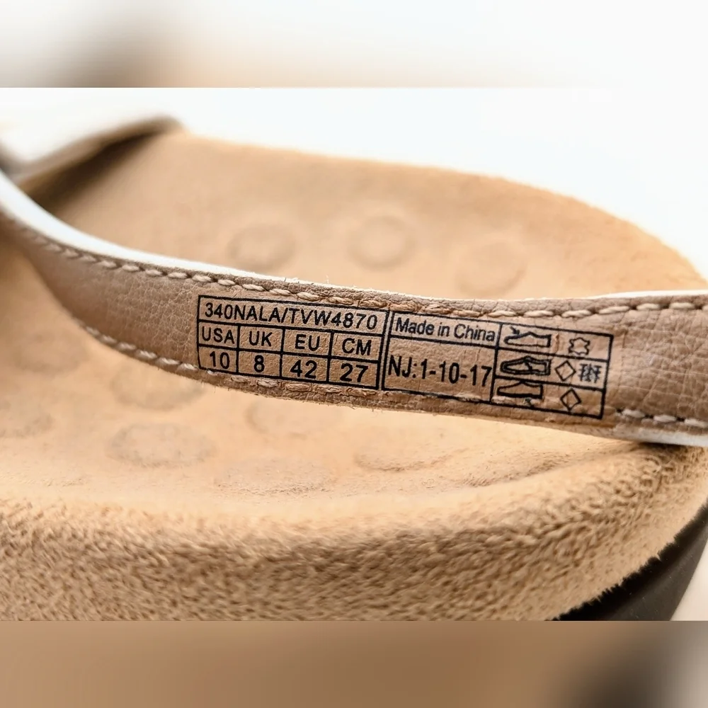 Vionic Nala Gold Embellished Flat T-Strap Sandal Orthaheel Technology Size 10 - Picture 14 of 17